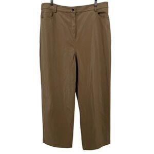 Vegan Leather Pants Womens 1X Camel Western Boho Chic Capsule Minimalist NEW